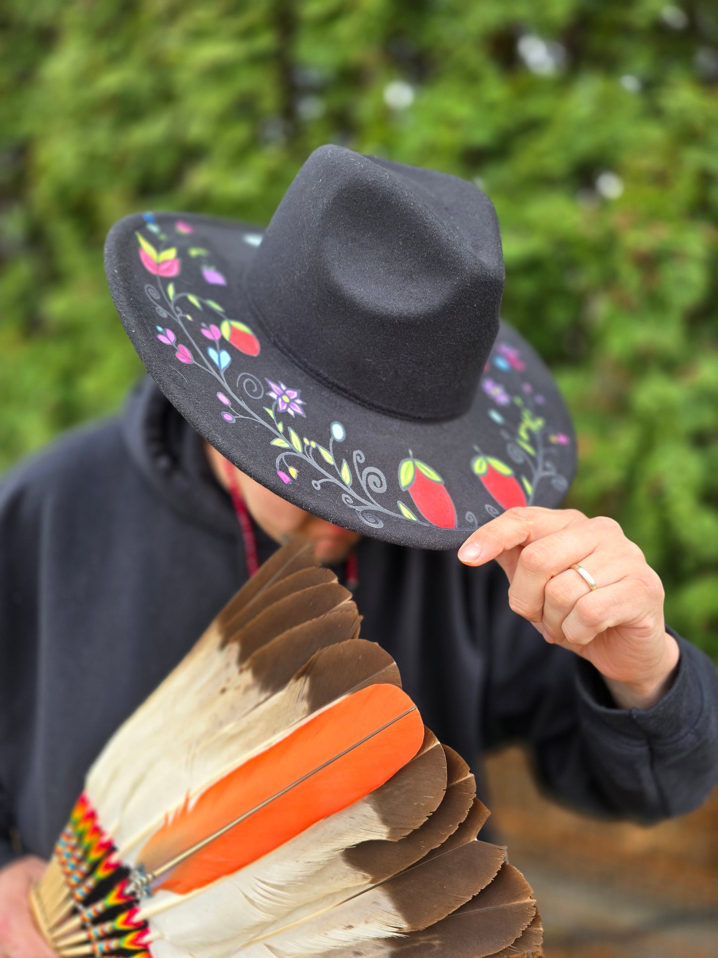 Custom Felt Fedora Hat - Strawberry Design