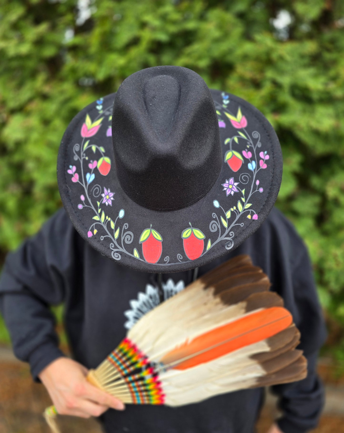 Custom Felt Fedora Hat - Strawberry Design