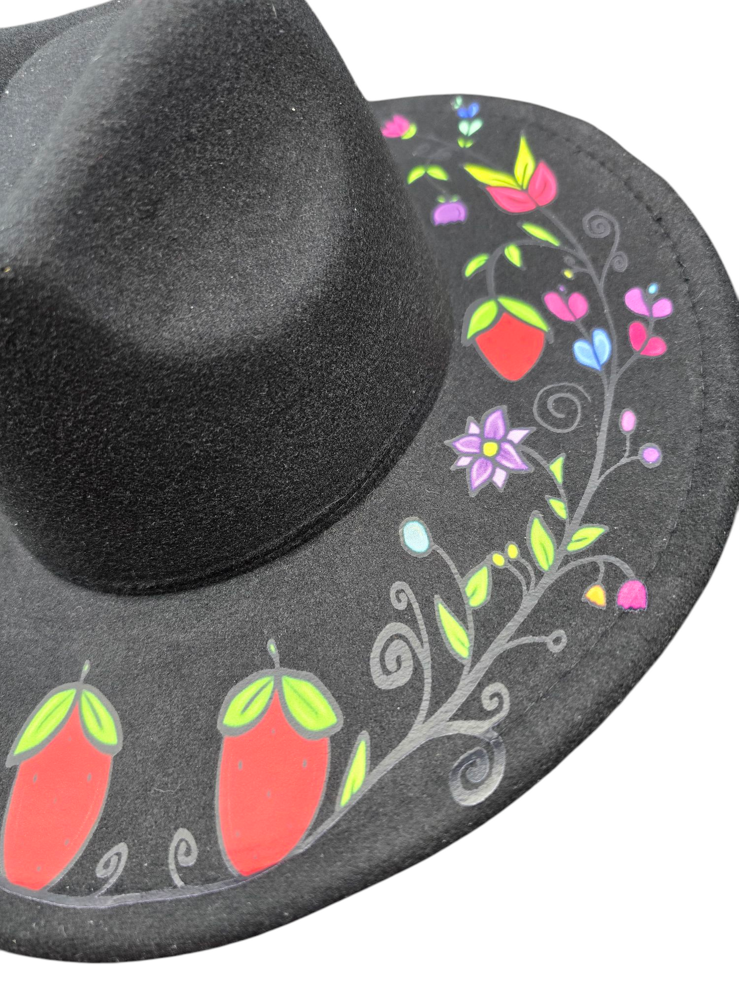 Custom Felt Fedora Hat - Strawberry Design