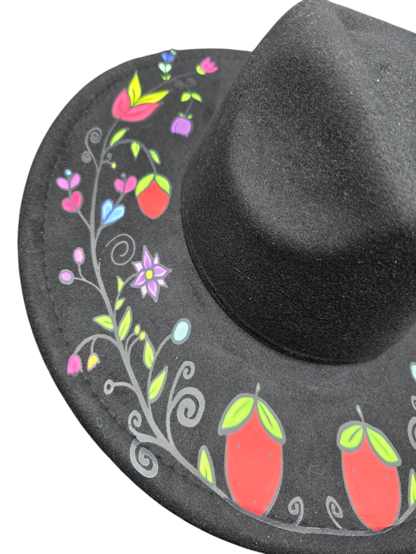Custom Felt Fedora Hat - Strawberry Design
