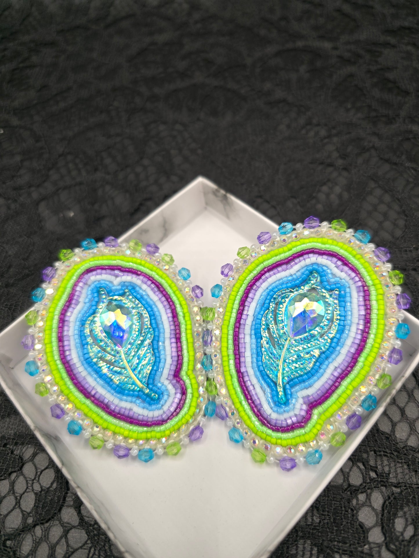 Peacock Beaded Earrings