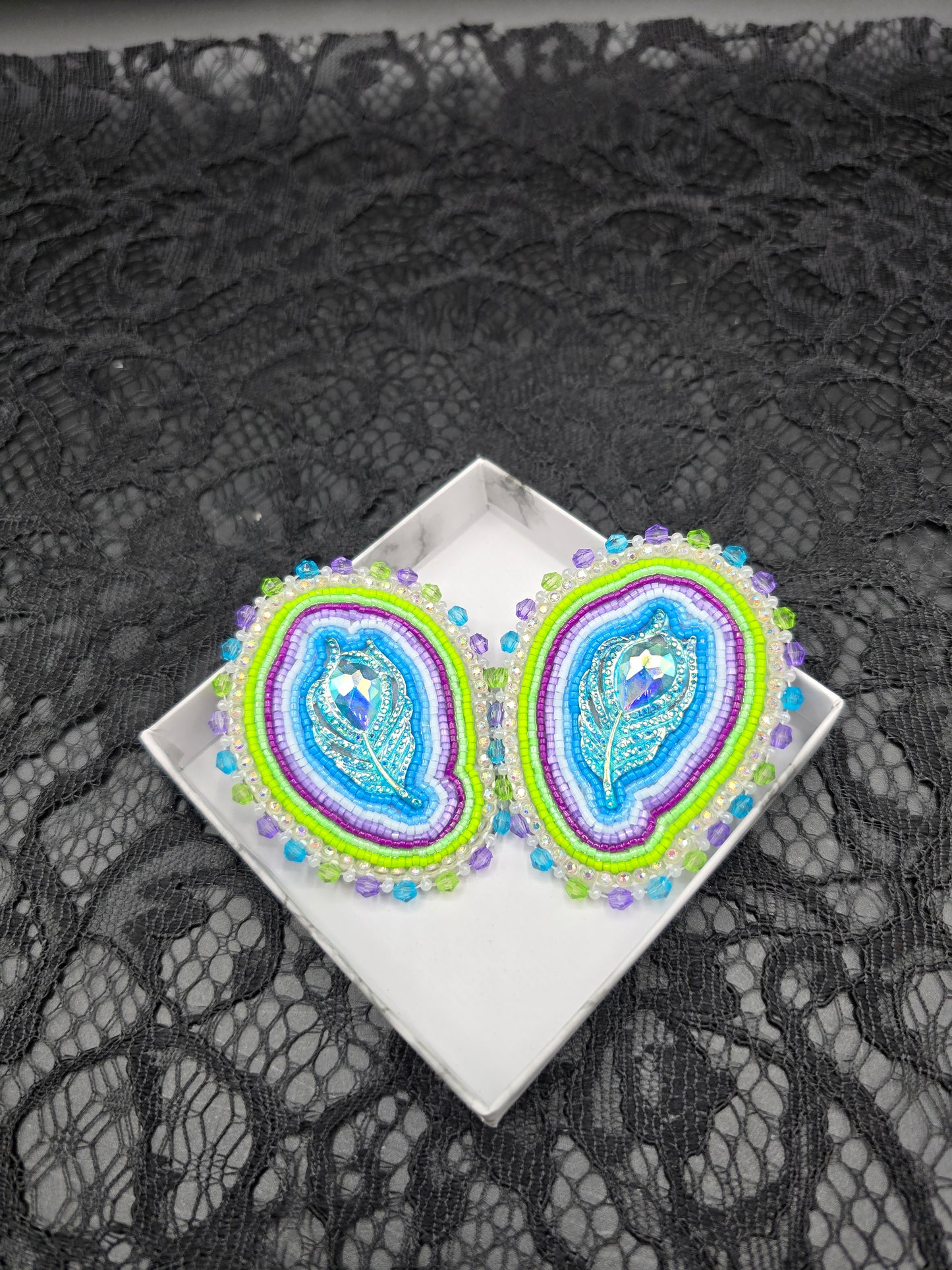 Peacock Beaded Earrings