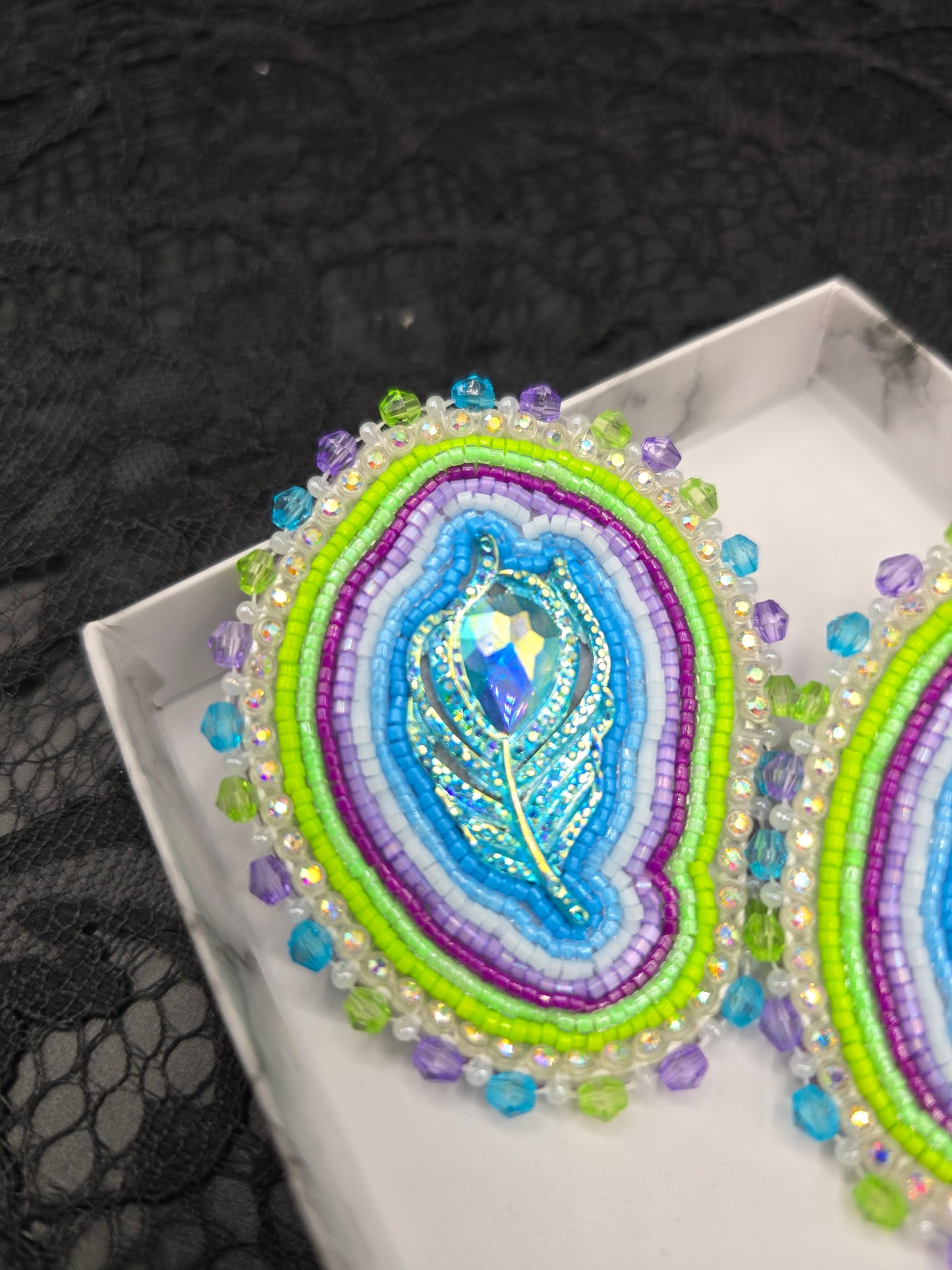 Peacock Beaded Earrings