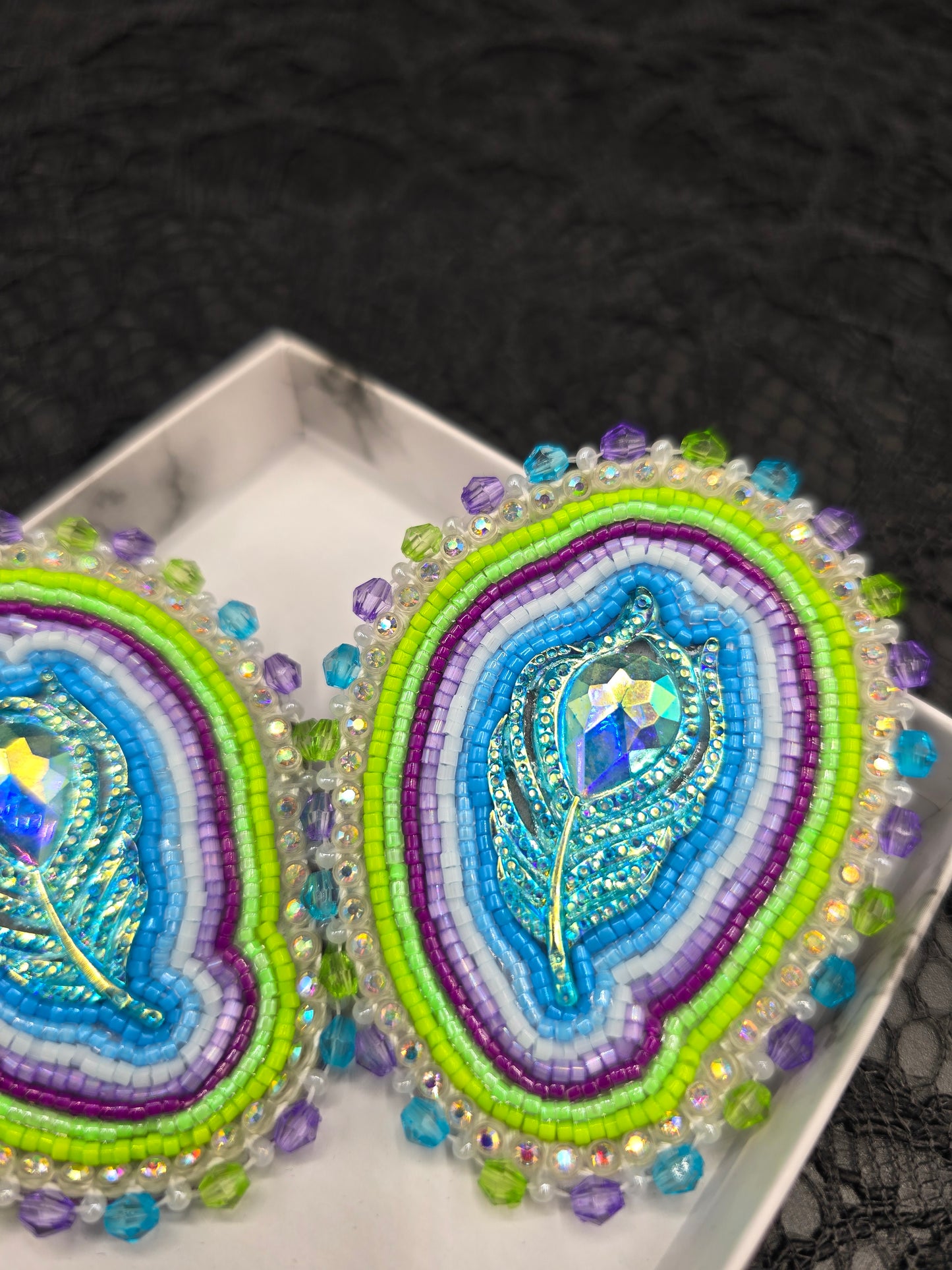 Peacock Beaded Earrings