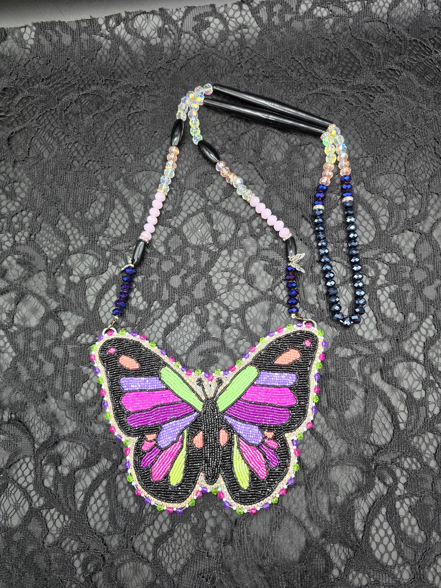 Neon Butterfly Beaded Medallion