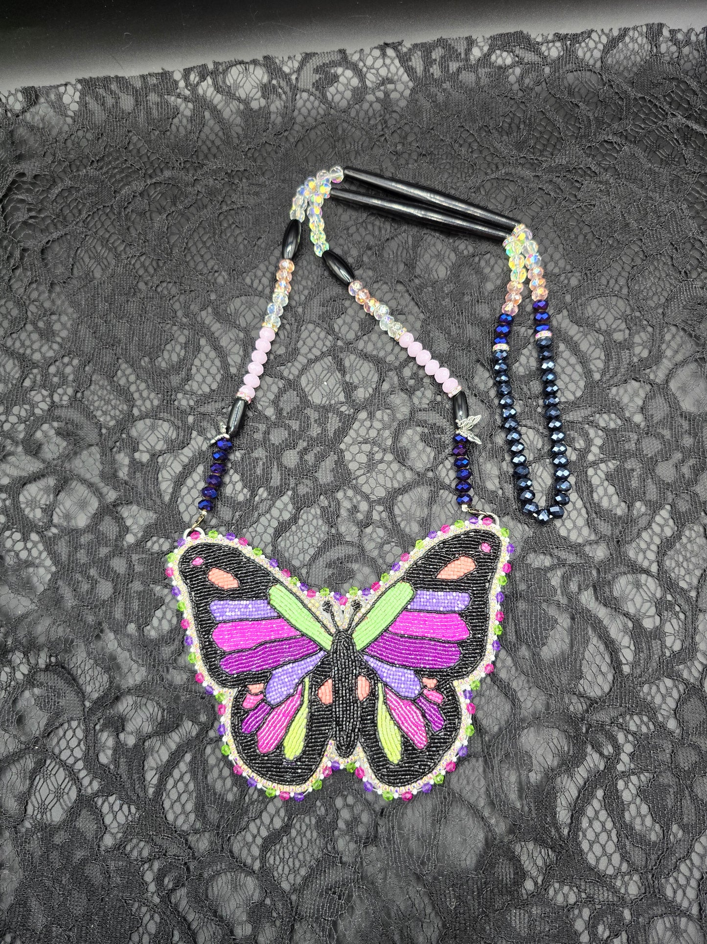 Neon Butterfly Beaded Medallion