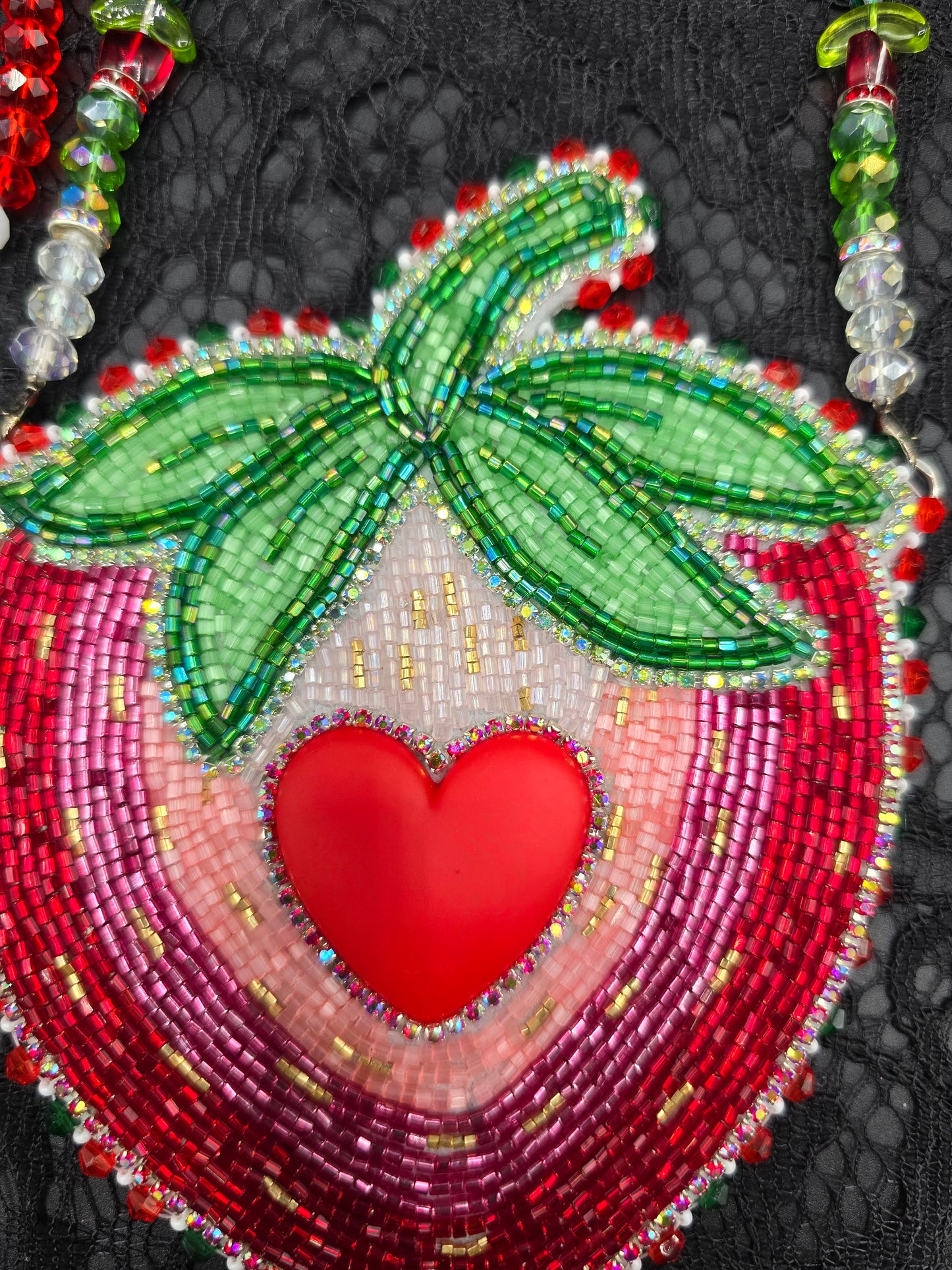 Large Strawberry Beaded Medallion
