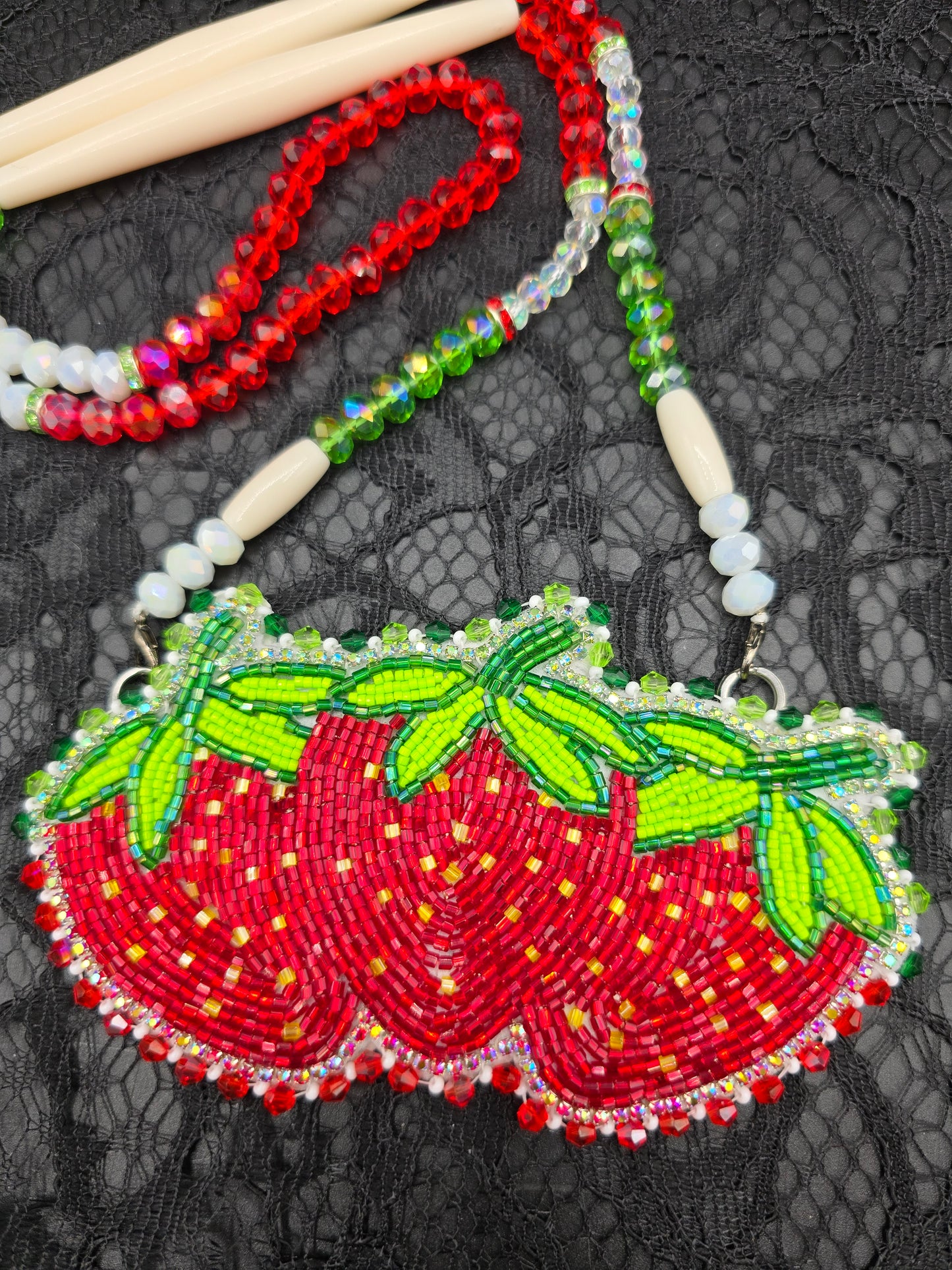 Triple Strawberry Beaded Medallion