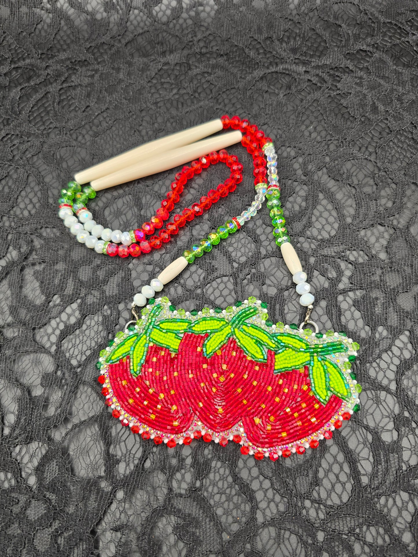 Triple Strawberry Beaded Medallion