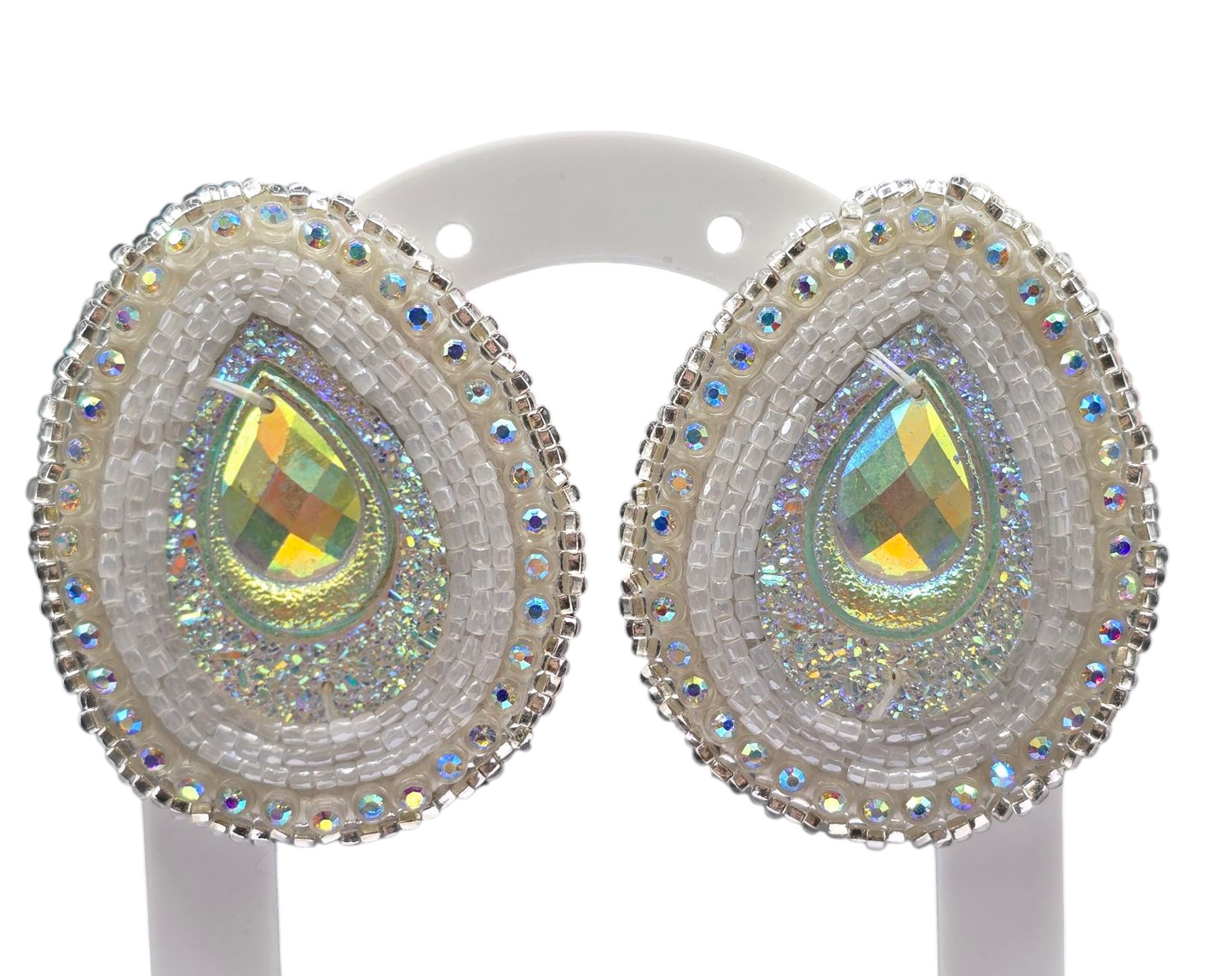 White Beaded Earrings