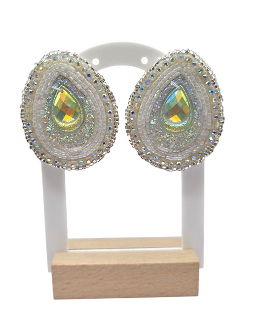 White Beaded Earrings