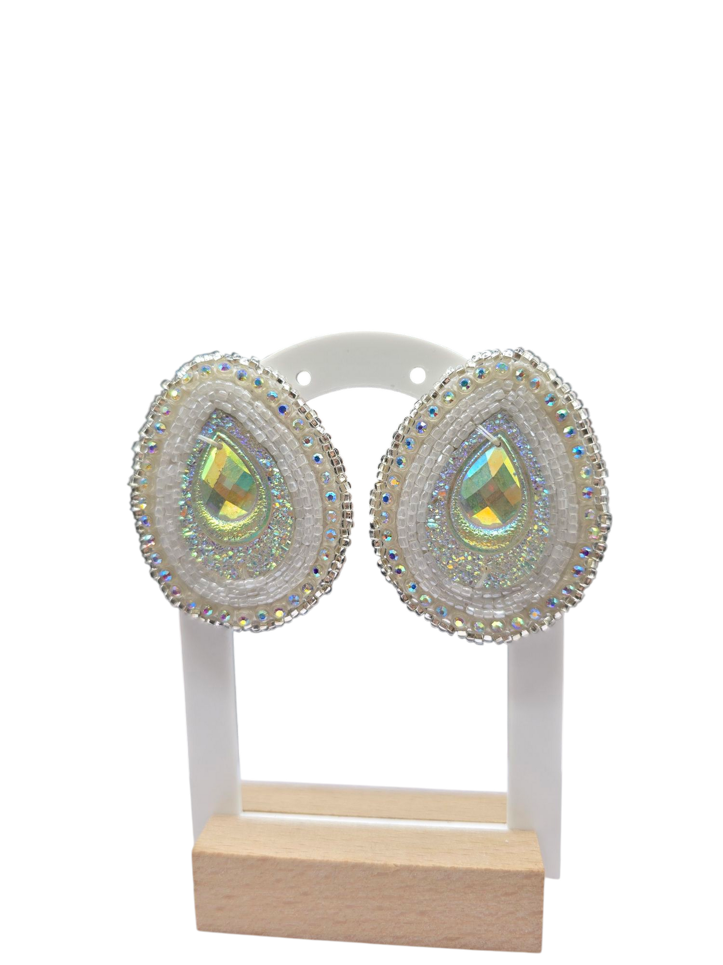 White Beaded Earrings