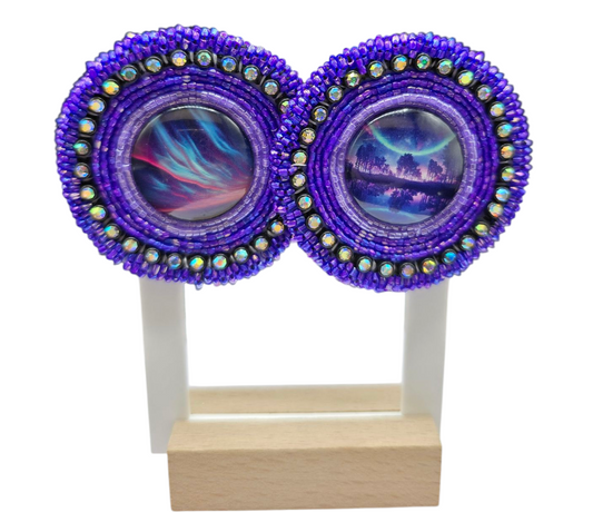 Purple Aurora Borealis Beaded Earrings