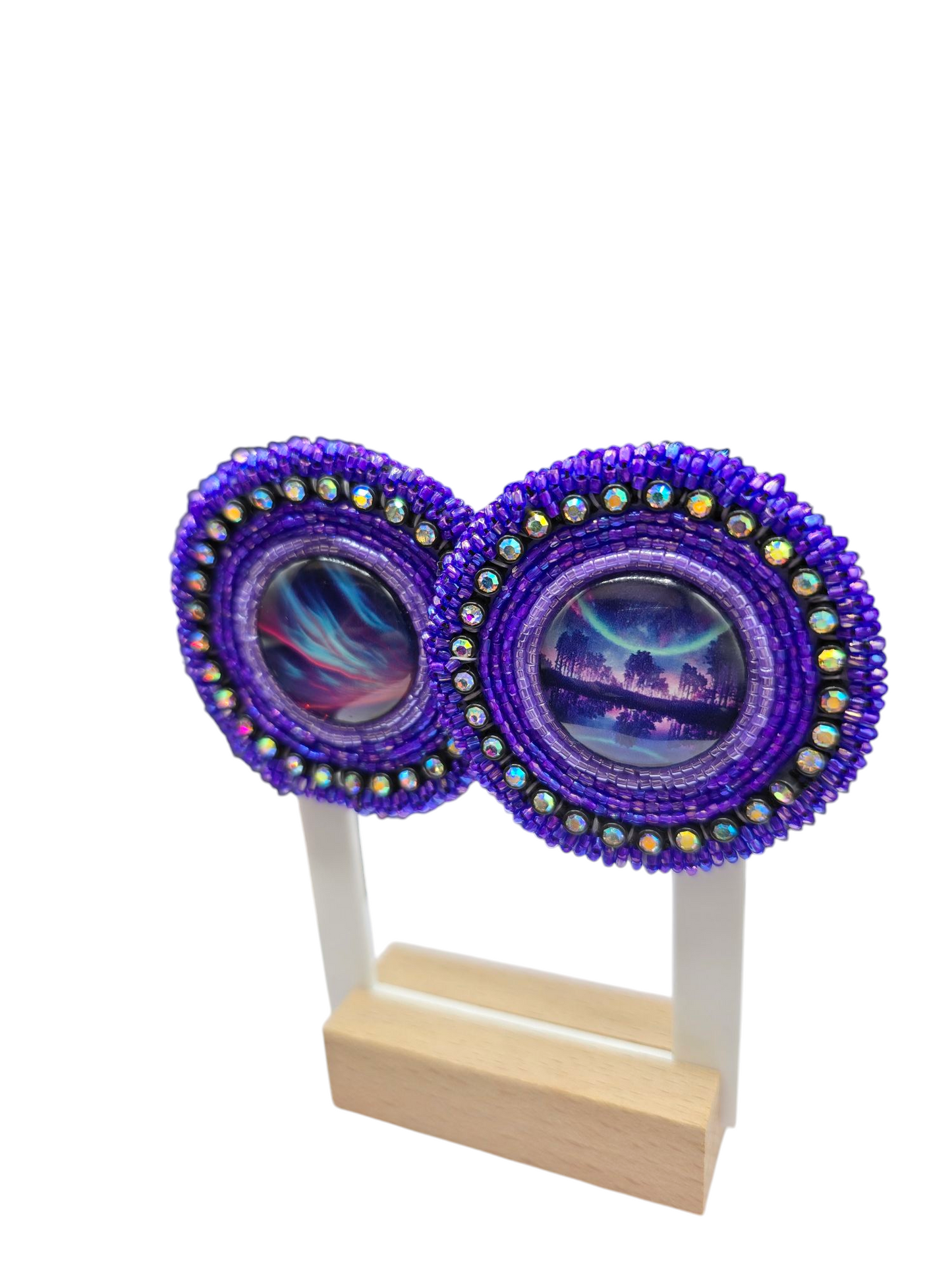 Purple Aurora Borealis Beaded Earrings