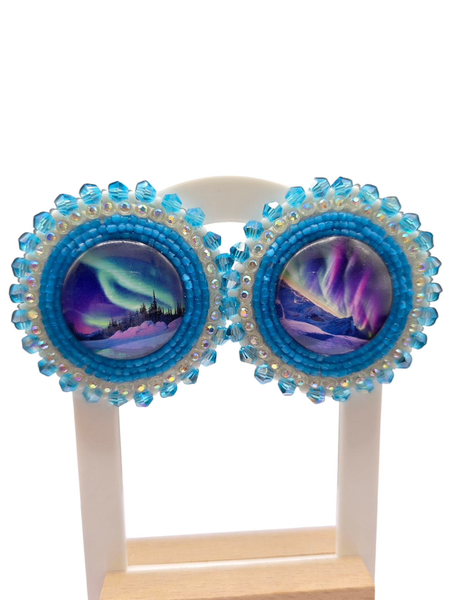 Blue Aurora Borealis Beaded Earrings