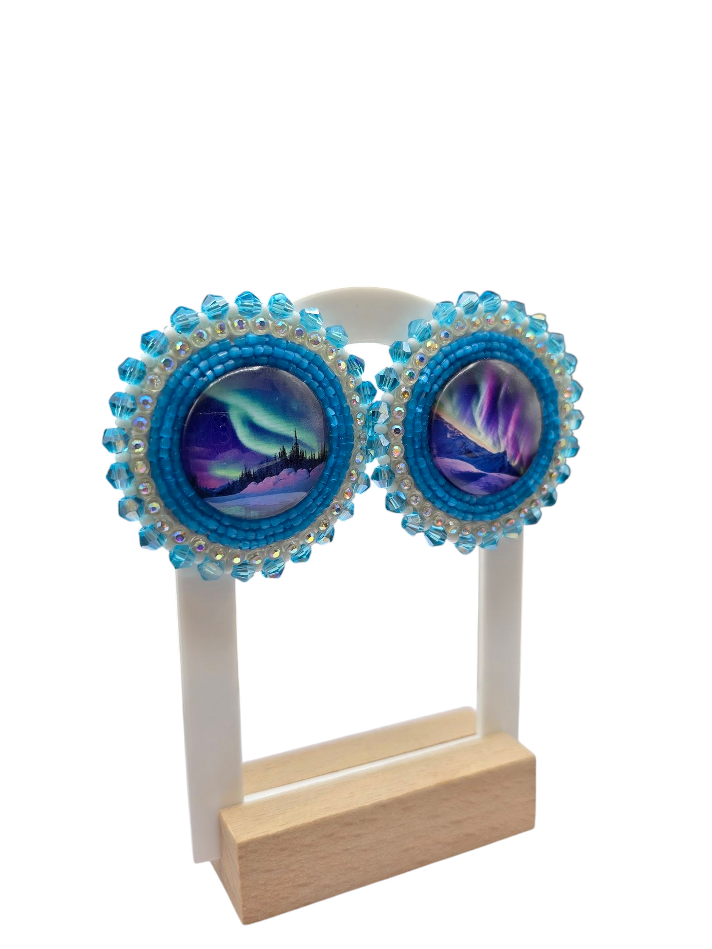 Blue Aurora Borealis Beaded Earrings