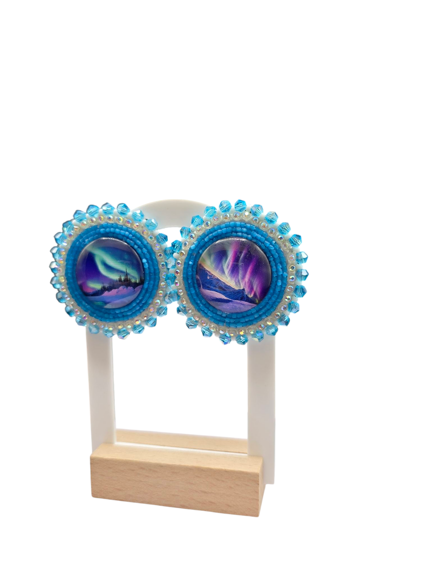 Blue Aurora Borealis Beaded Earrings