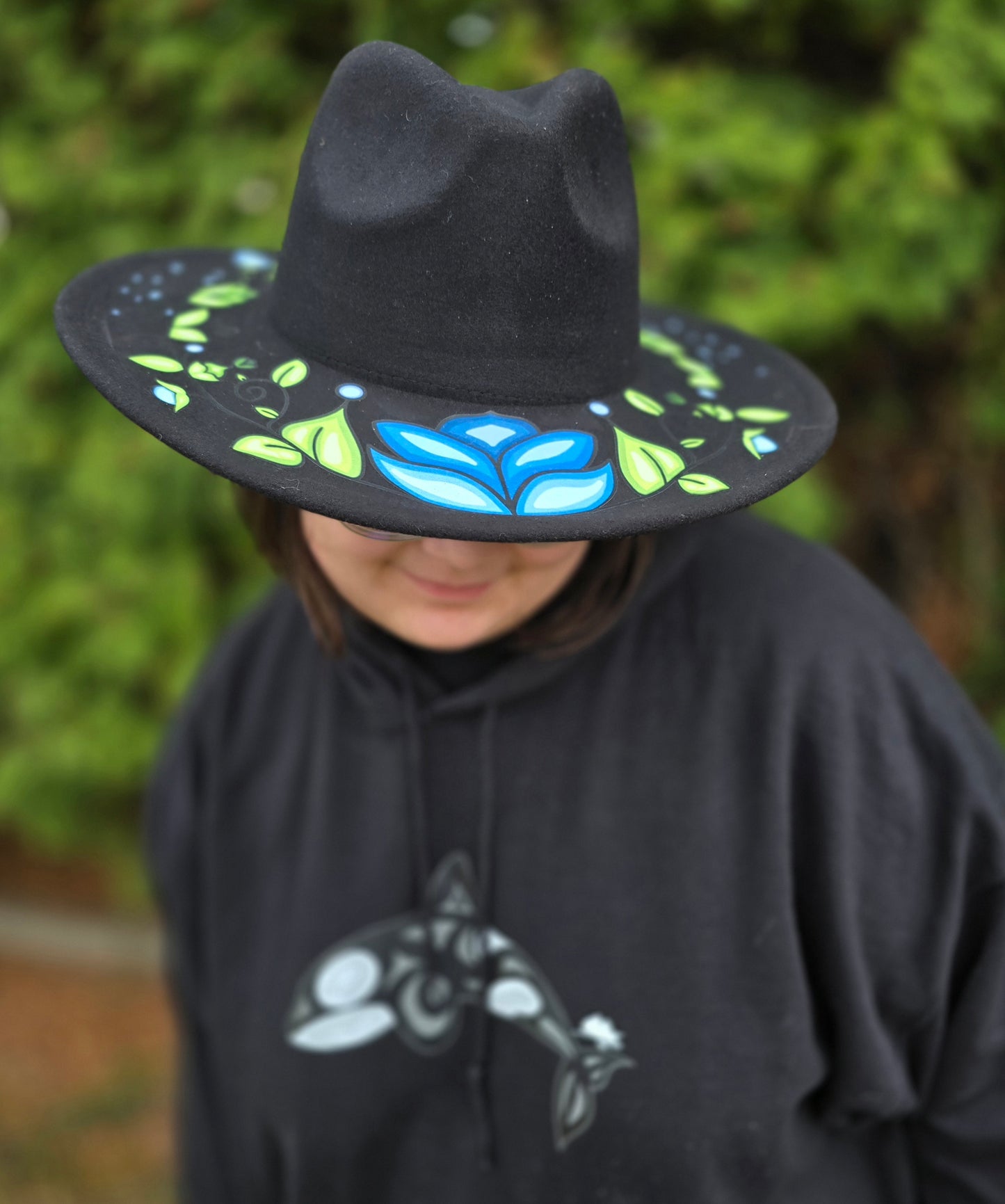 Custom Felt Fedora Hat - Bluebell Design