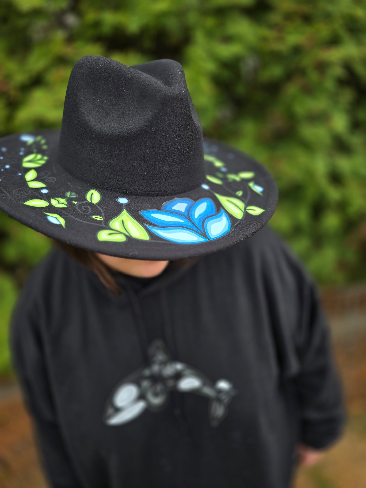 Custom Felt Fedora Hat - Bluebell Design