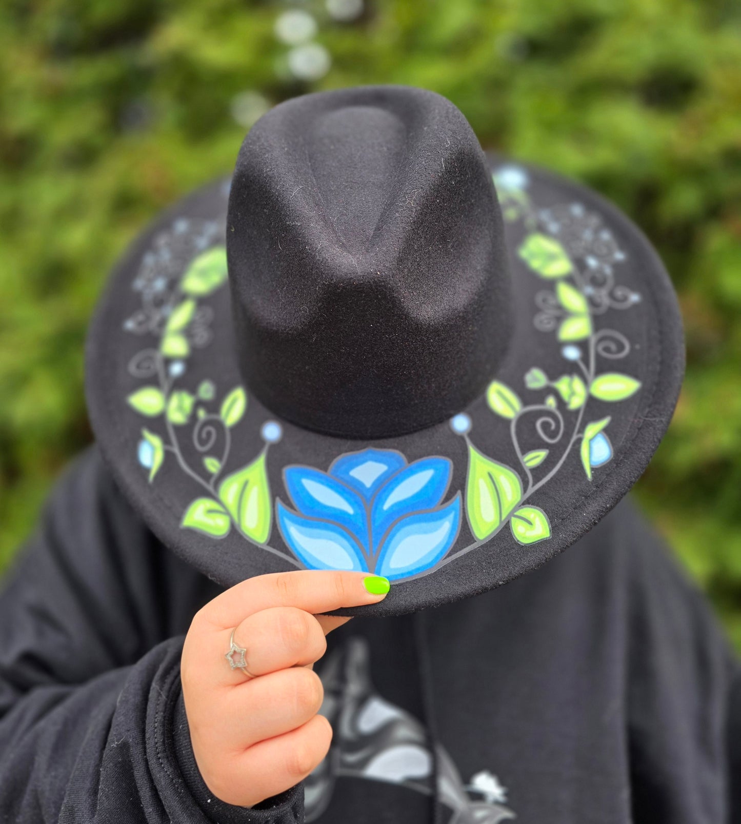 Custom Felt Fedora Hat - Bluebell Design