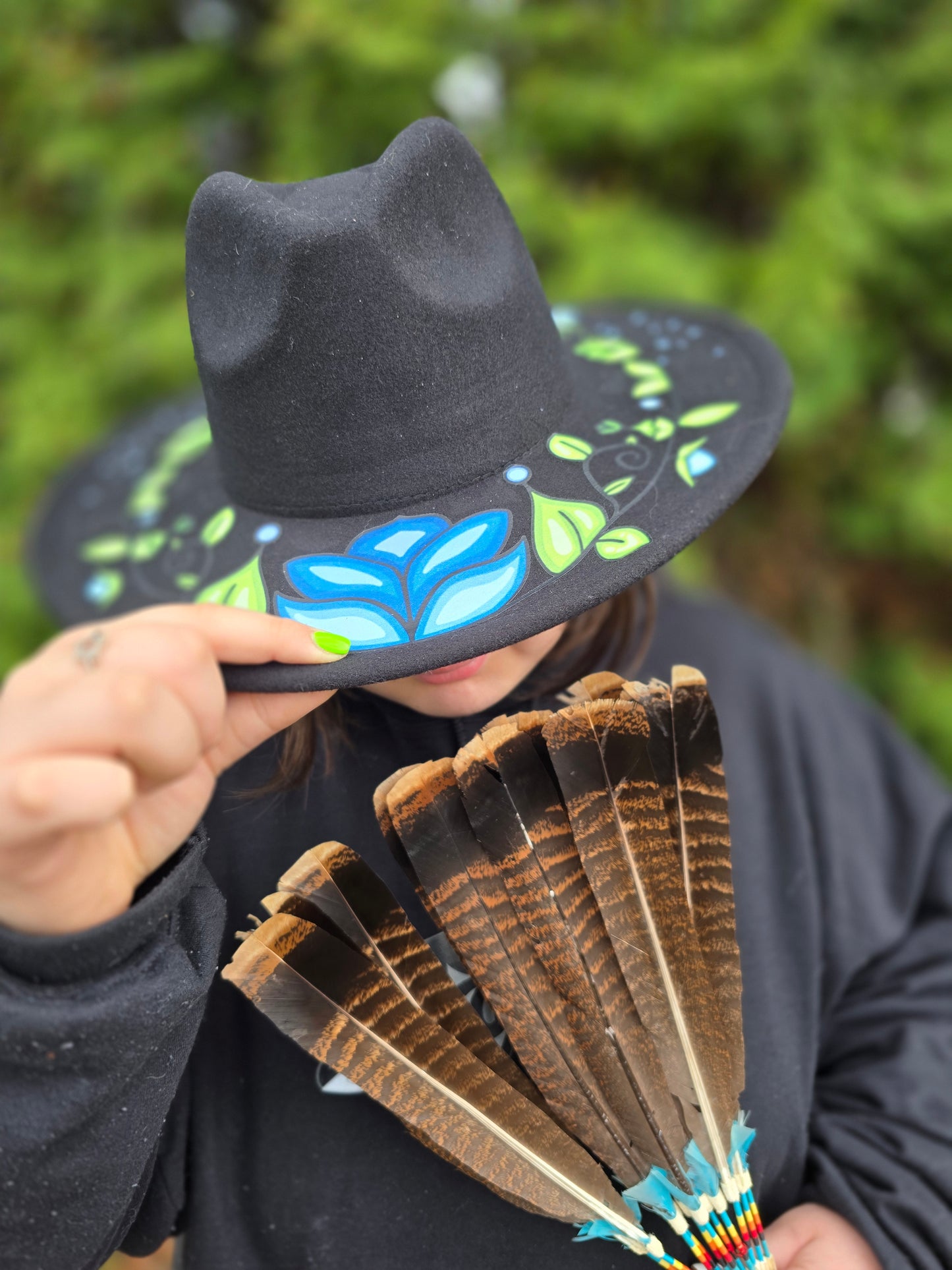 Custom Felt Fedora Hat - Bluebell Design