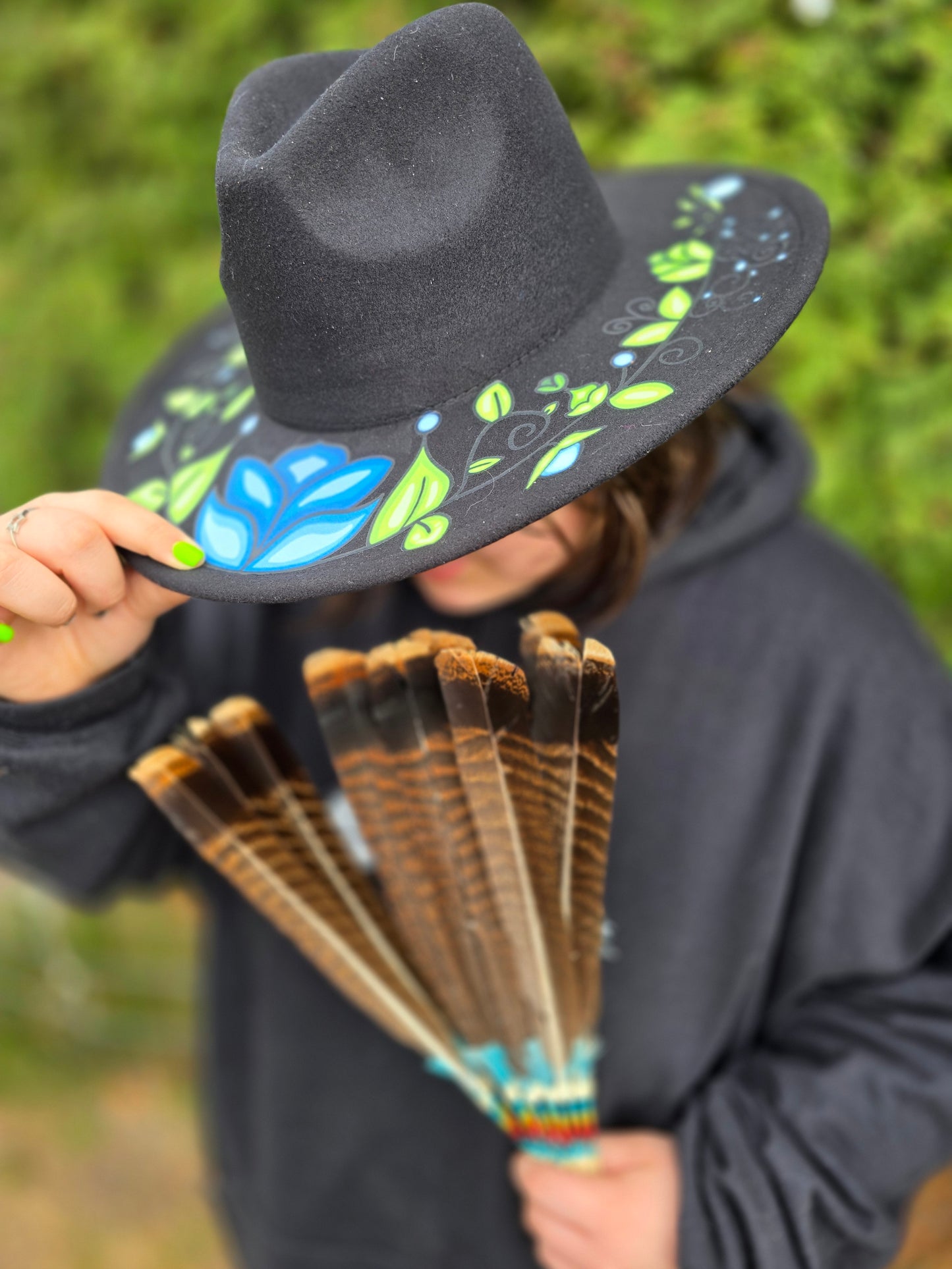 Custom Felt Fedora Hat - Bluebell Design