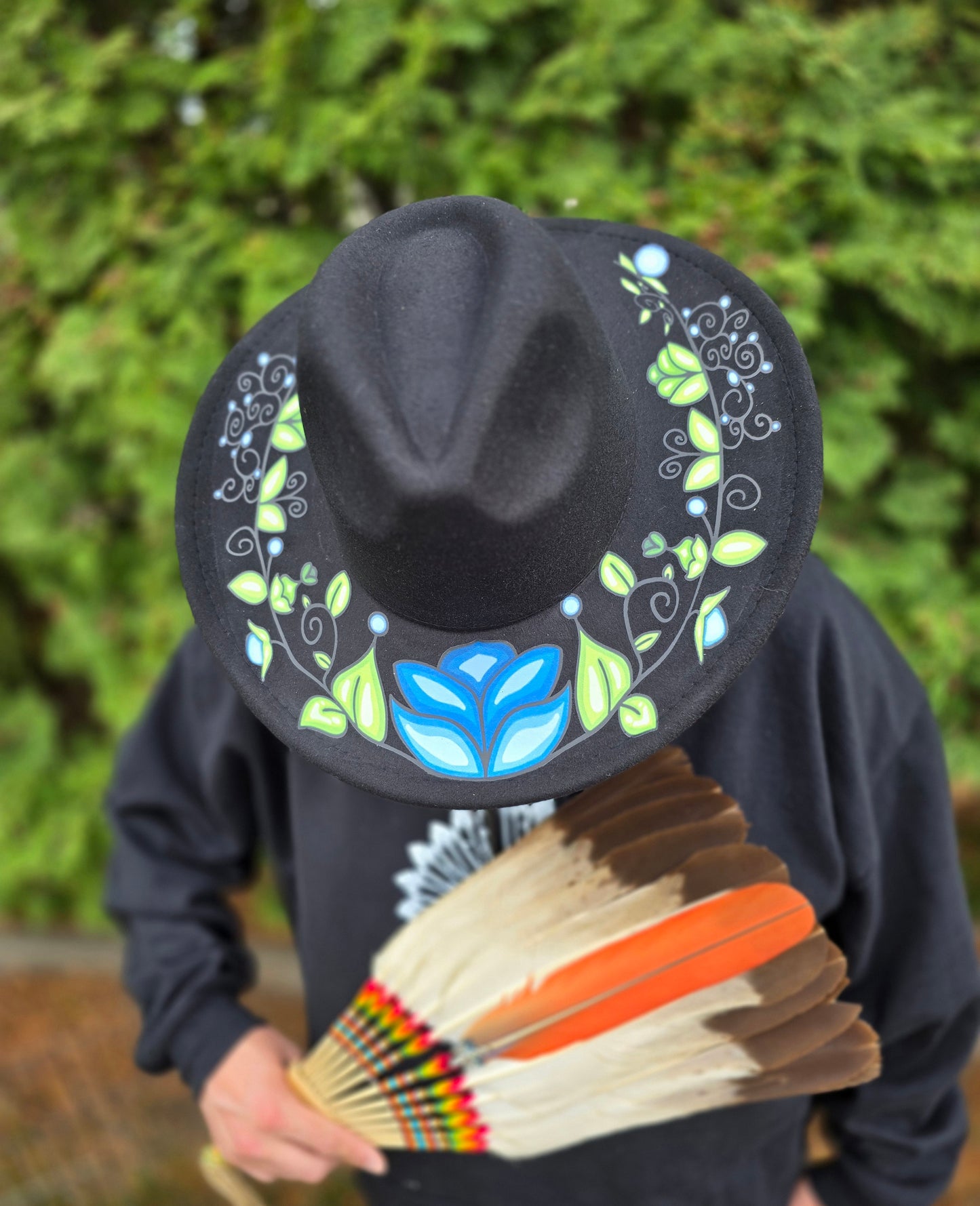 Custom Felt Fedora Hat - Bluebell Design