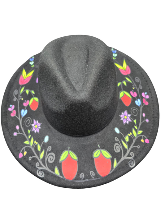 Custom Felt Fedora Hat - Strawberry Design