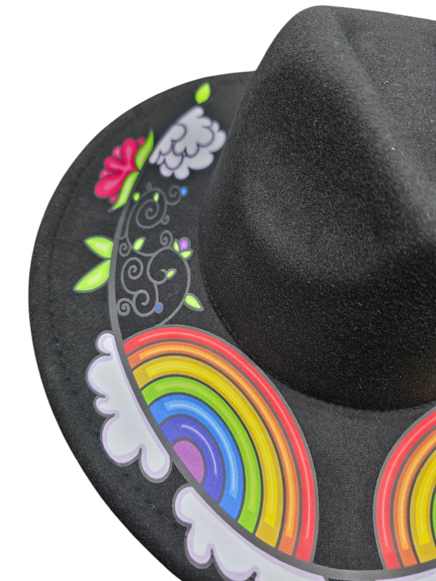 Custom Felt Fedora Hat - Rainbow Design
