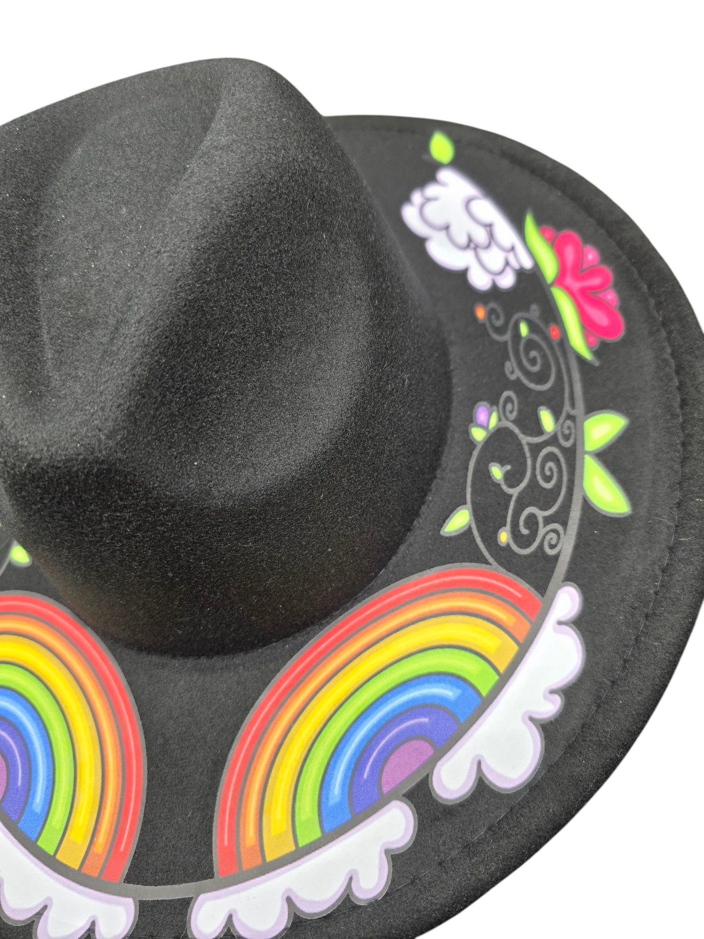 Custom Felt Fedora Hat - Rainbow Design