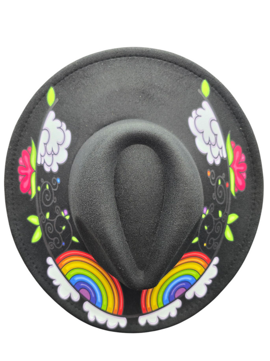 Custom Felt Fedora Hat - Rainbow Design