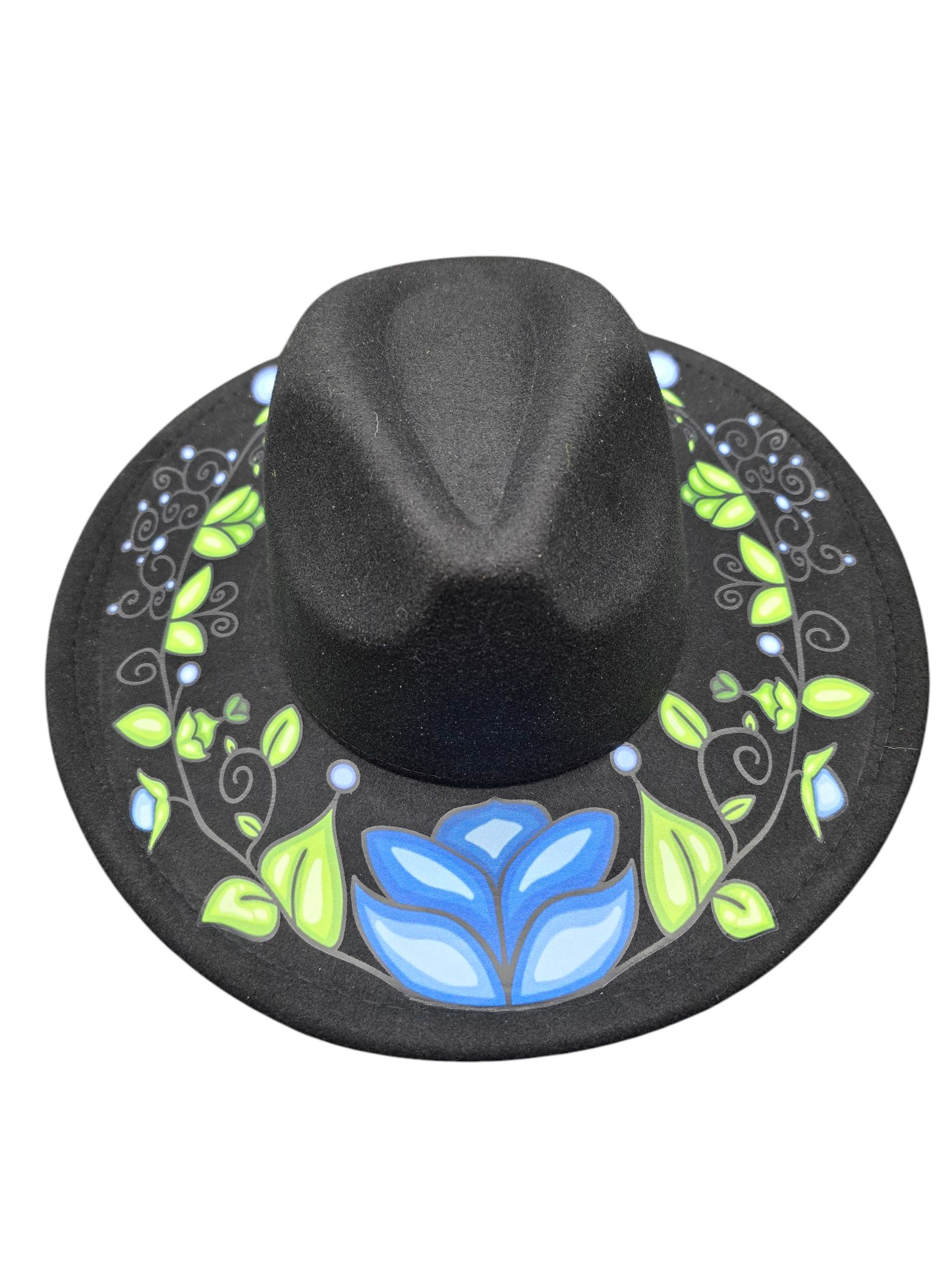 Custom Felt Fedora Hat - Bluebell Design