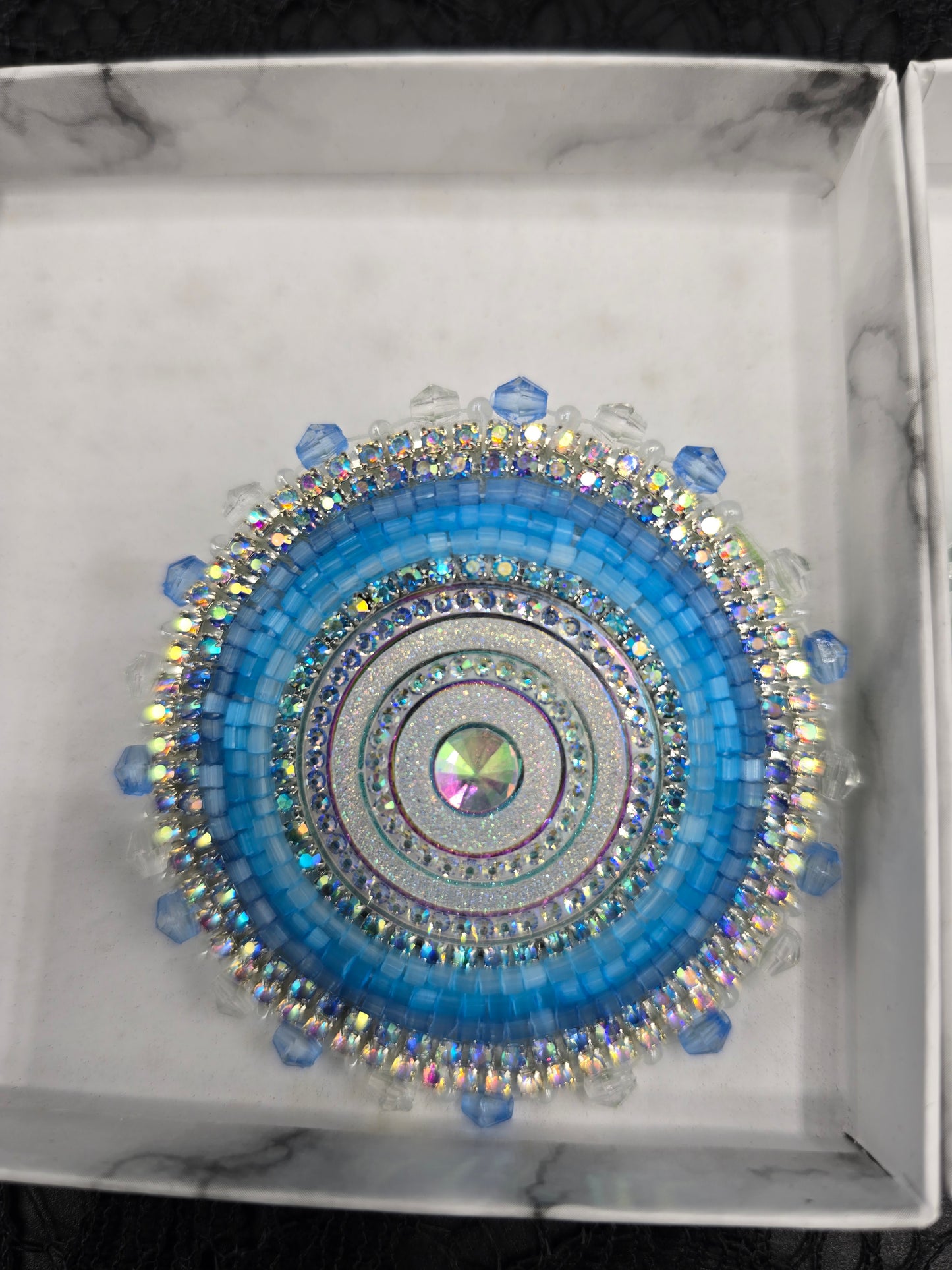 Ice Blue and Silver Beaded Earrings