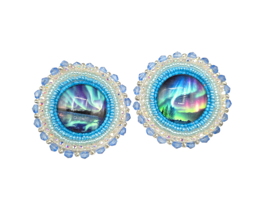 Blue Aurora Borealis Beaded Earrings