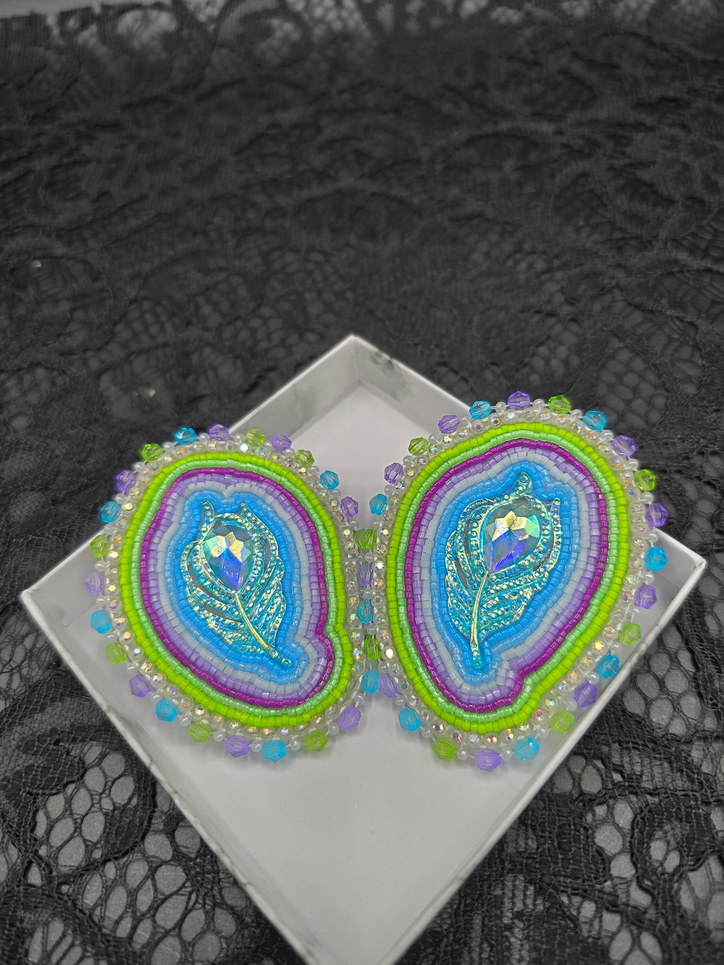 Peacock Beaded Earrings