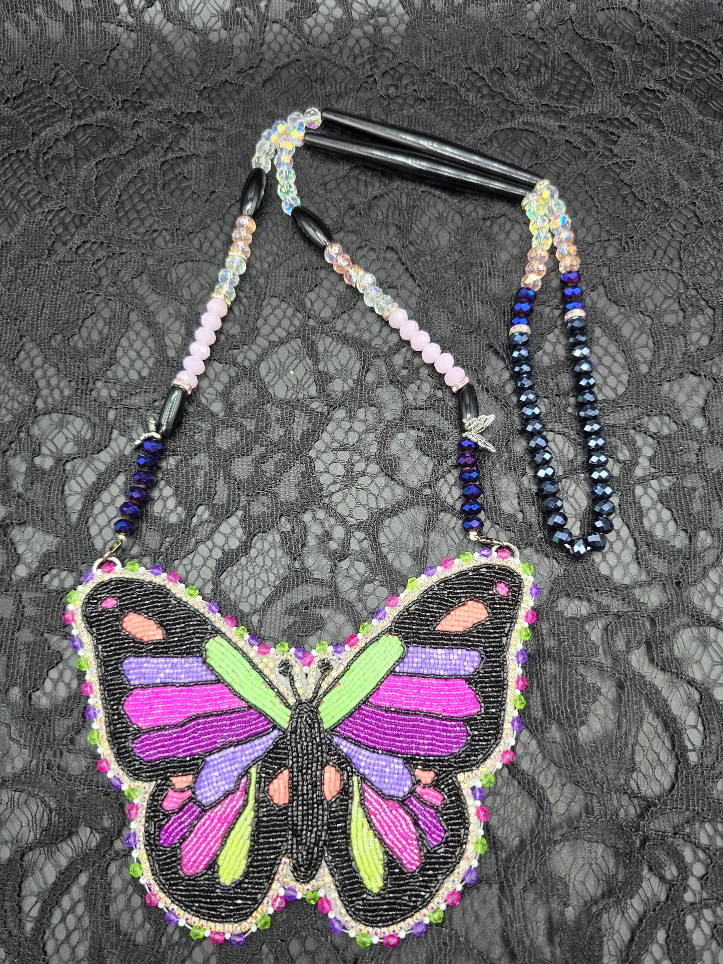 Neon Butterfly Beaded Medallion