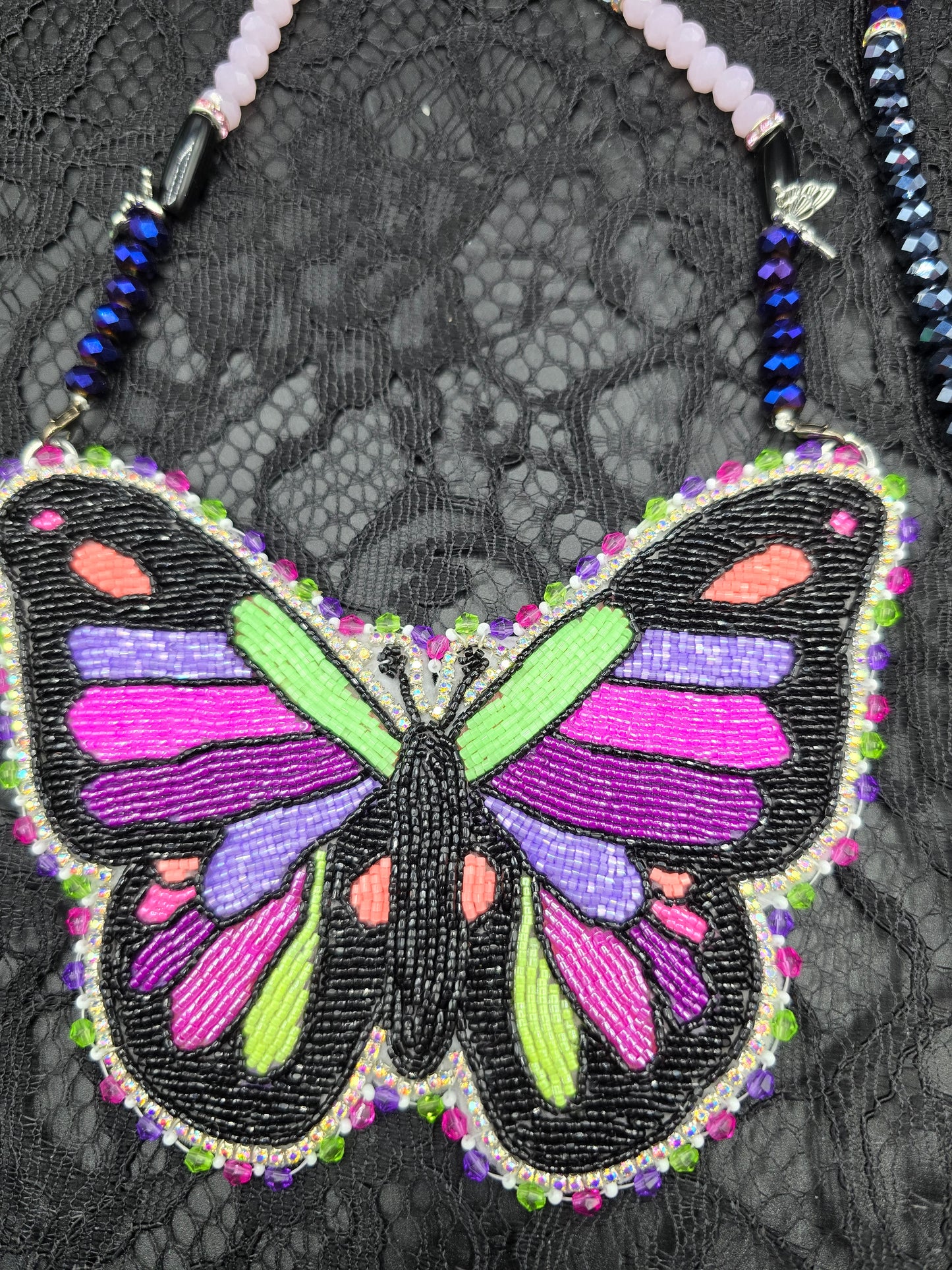 Neon Butterfly Beaded Medallion