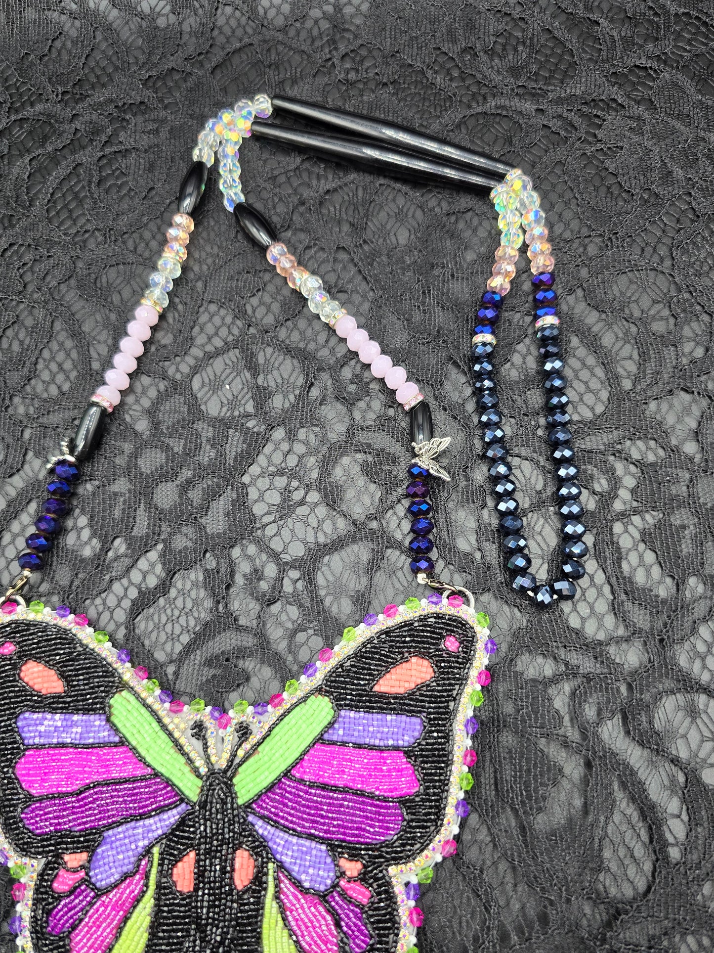 Neon Butterfly Beaded Medallion