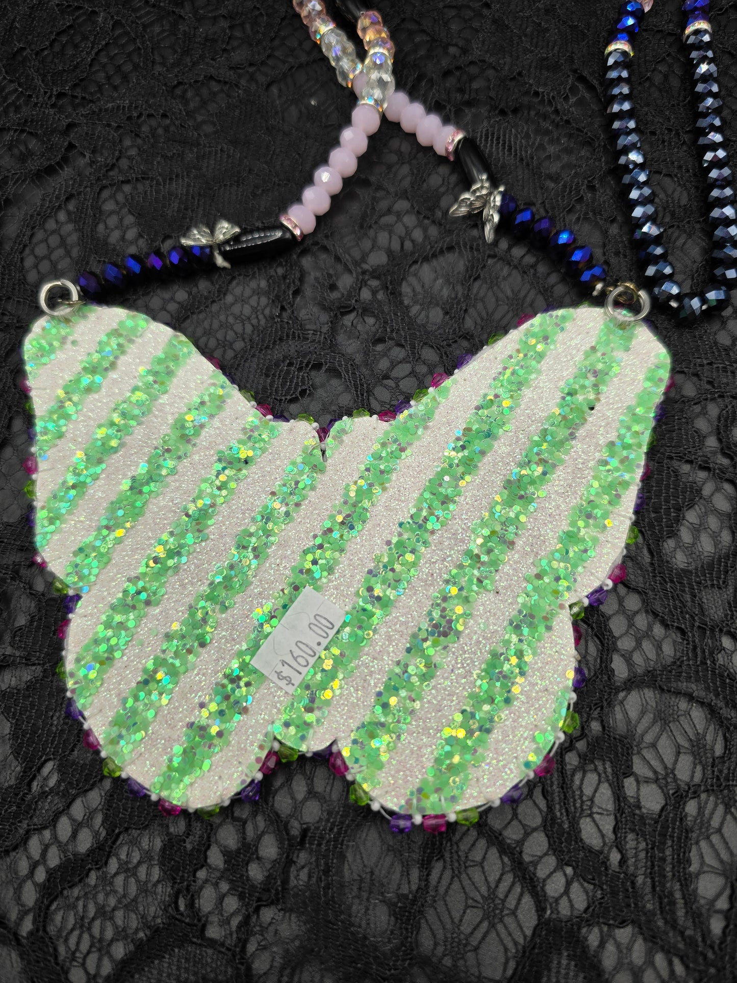 Neon Butterfly Beaded Medallion