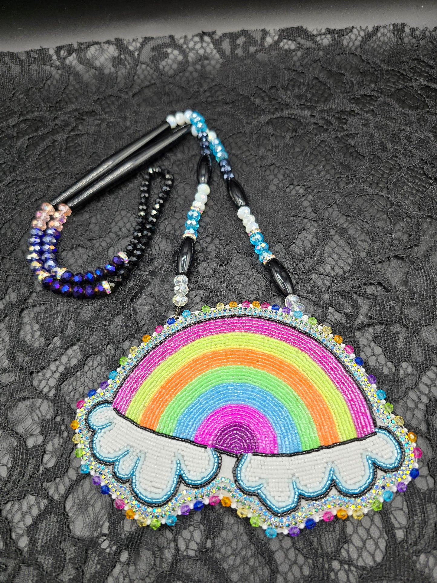 Neon Rainbow Beaded Medallion