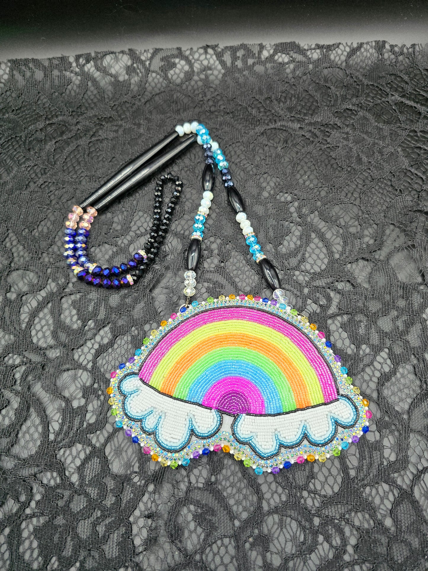 Neon Rainbow Beaded Medallion