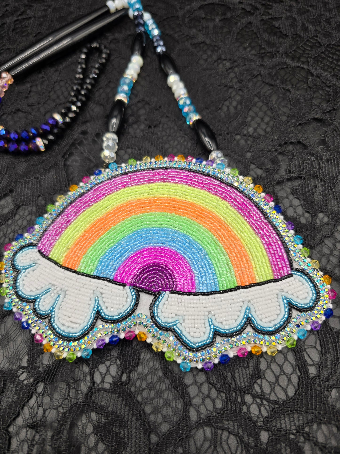 Neon Rainbow Beaded Medallion