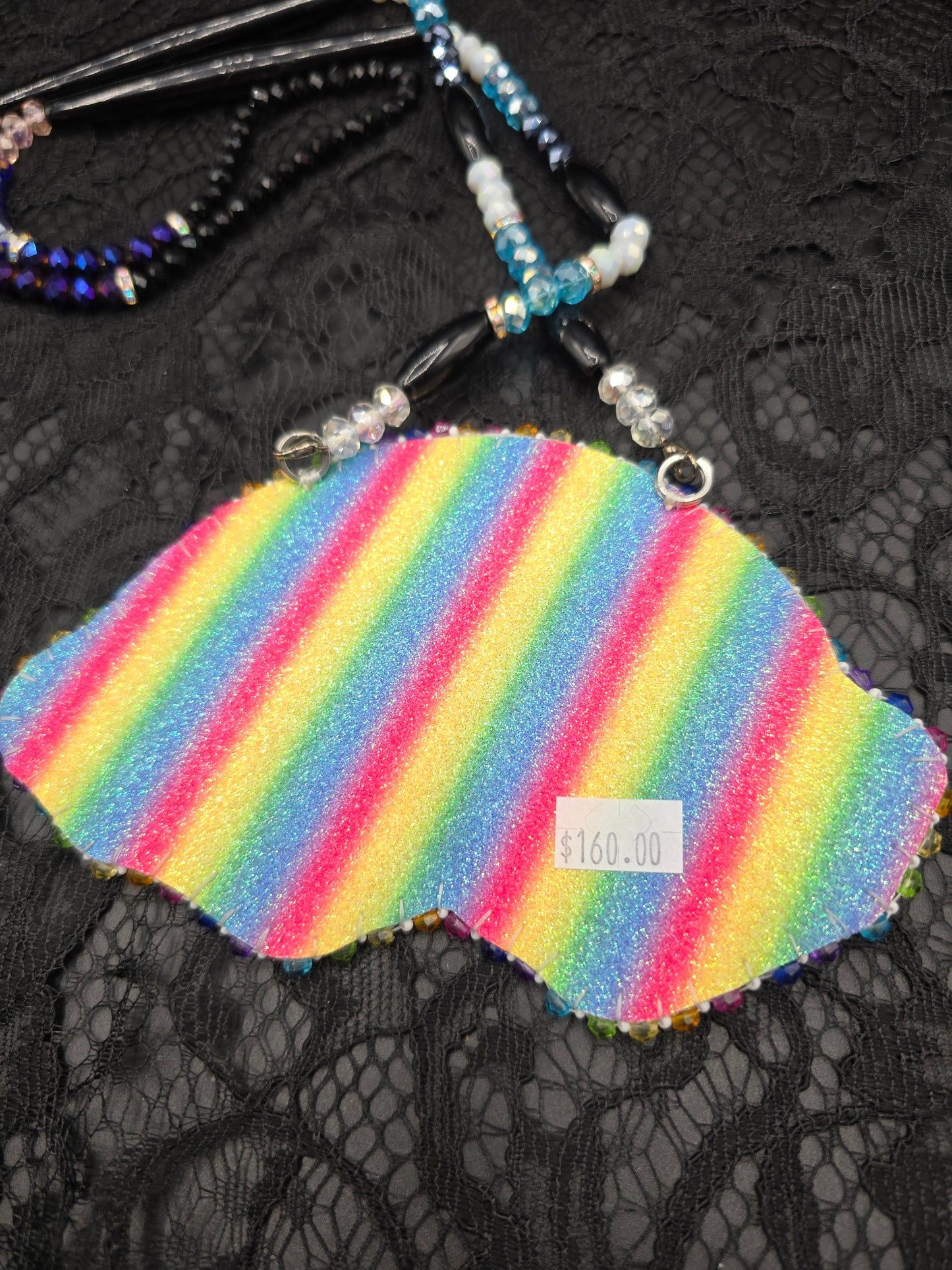 Neon Rainbow Beaded Medallion