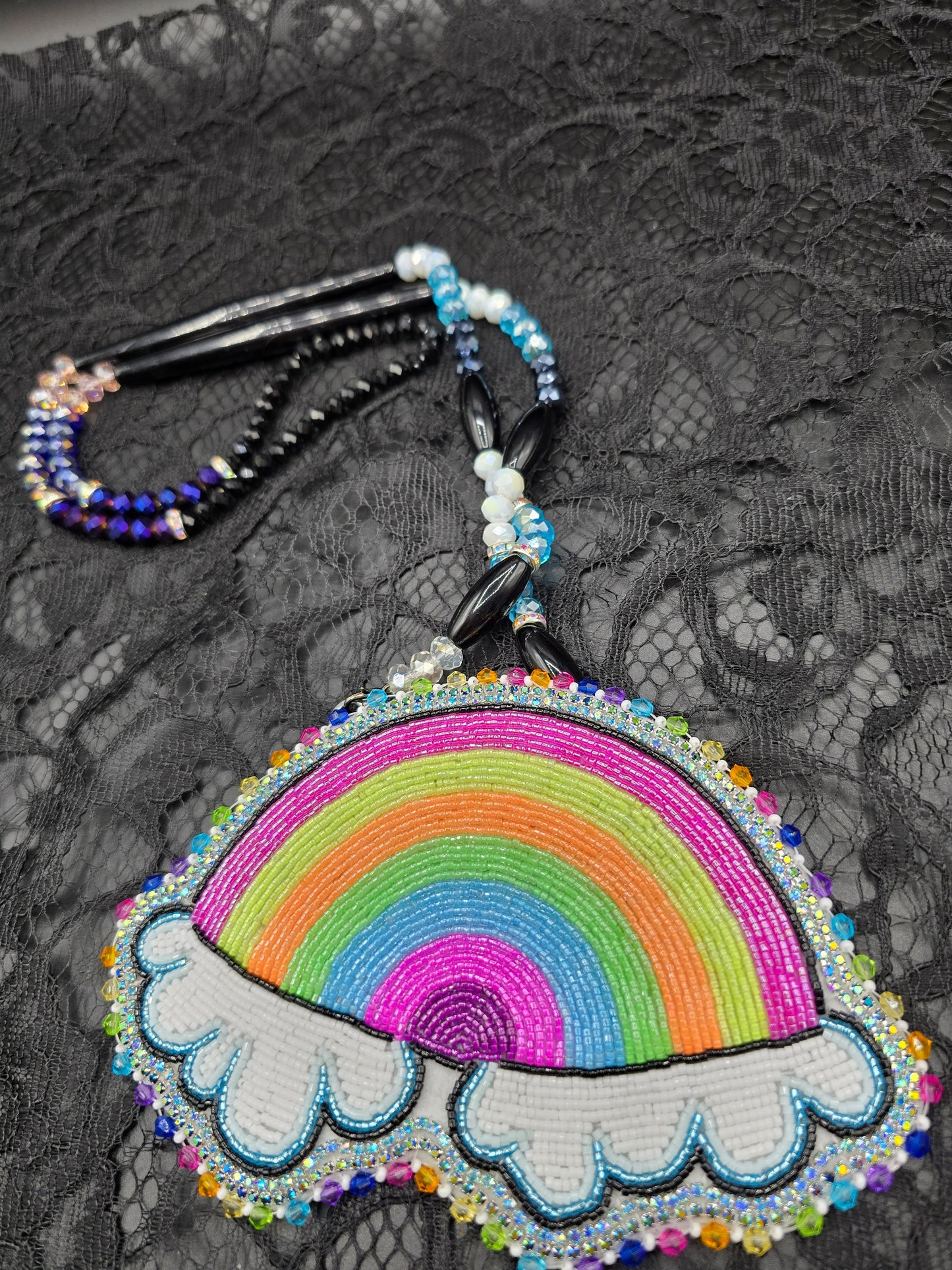 Neon Rainbow Beaded Medallion