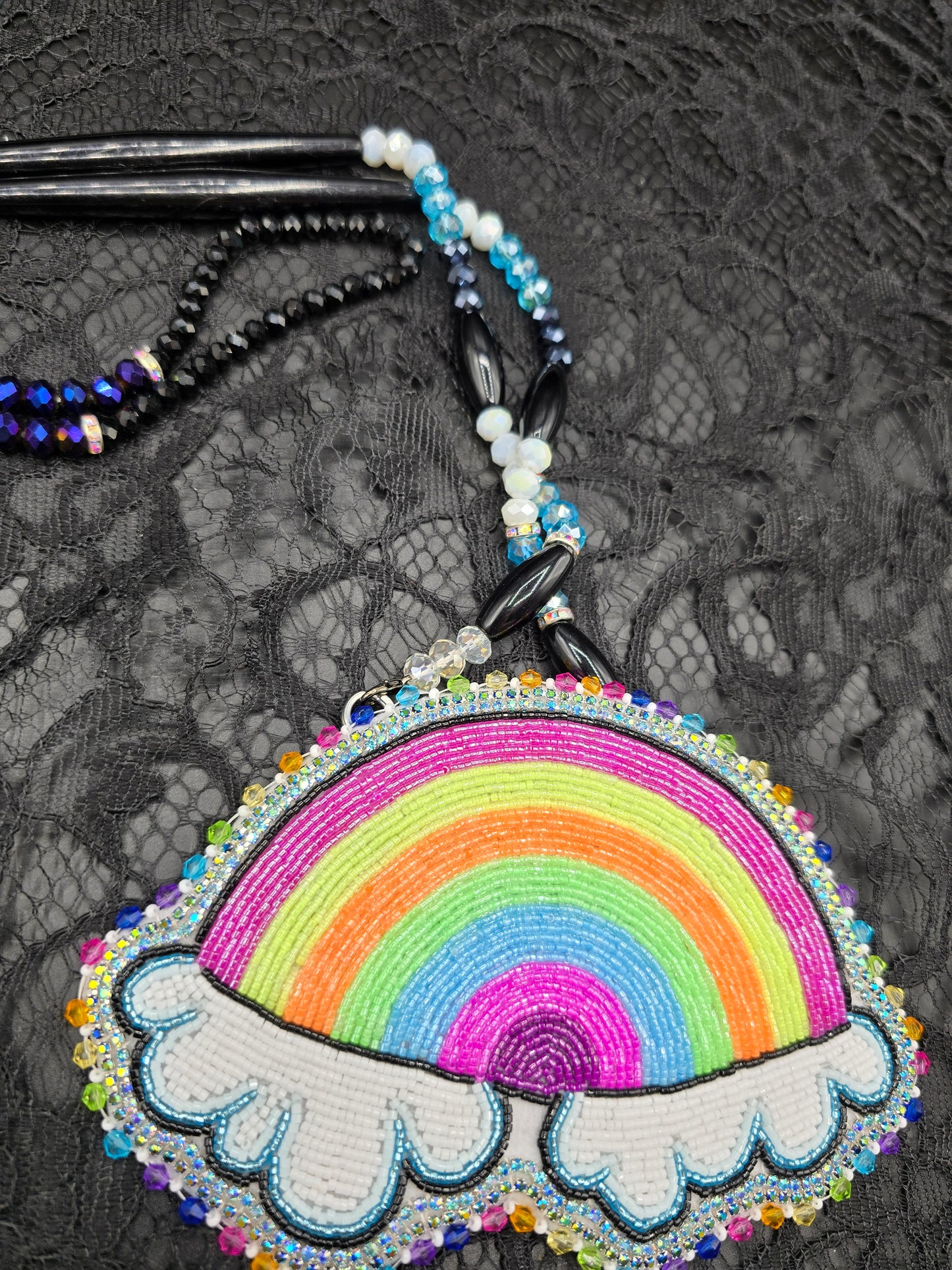 Neon Rainbow Beaded Medallion