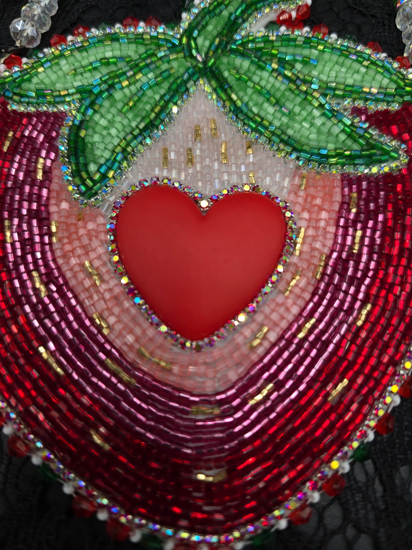 Large Strawberry Beaded Medallion