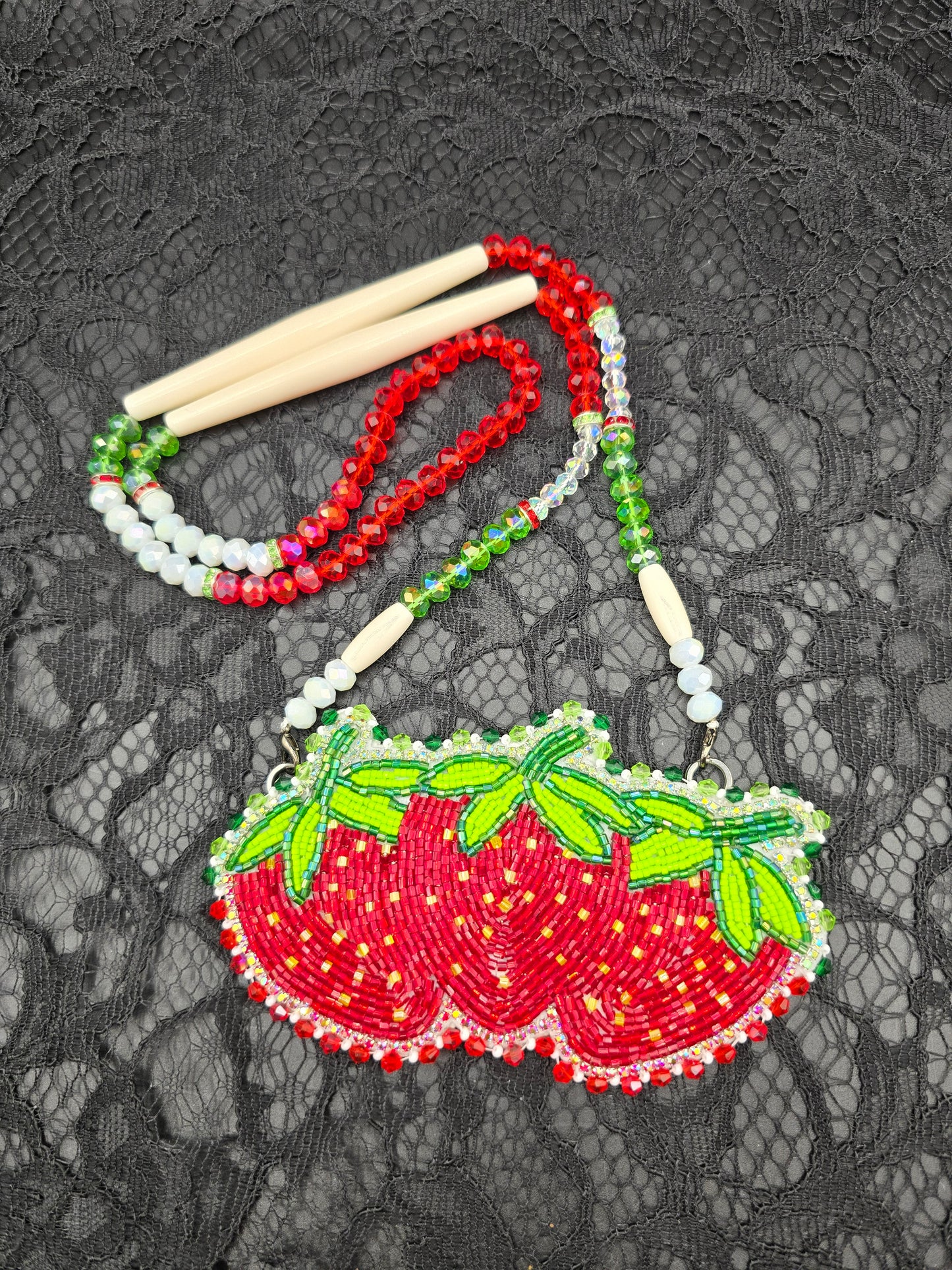 Triple Strawberry Beaded Medallion