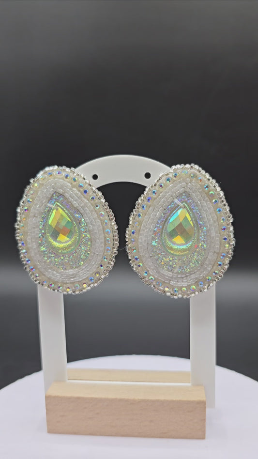 White Beaded Earrings