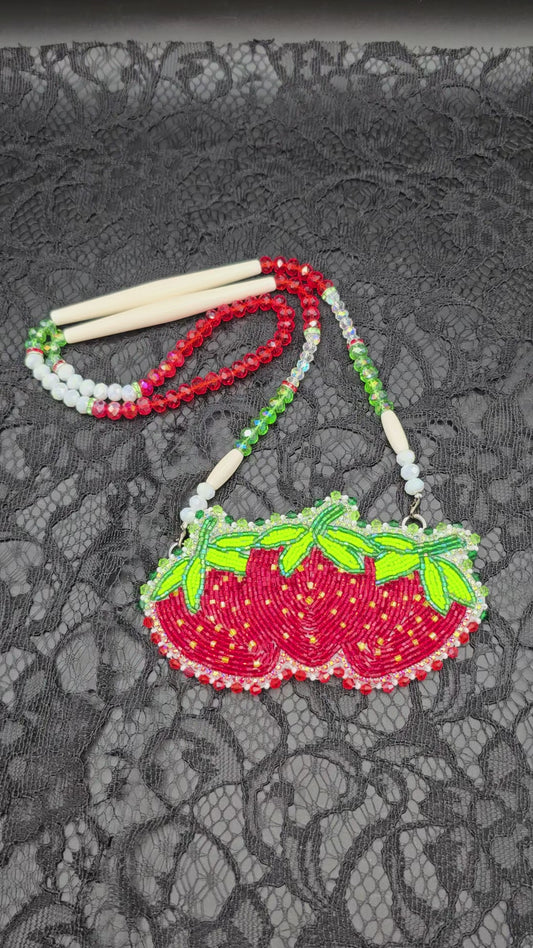 Triple Strawberry Beaded Medallion