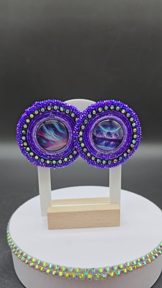 Purple Aurora Borealis Beaded Earrings
